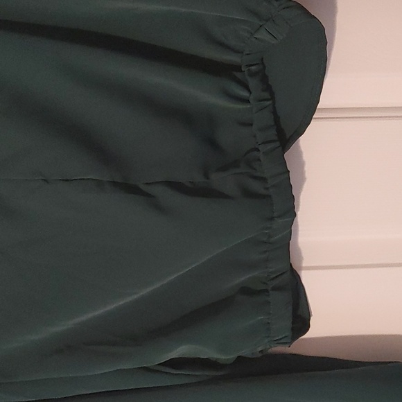 Chiffon Crop Top Blouse Women's XL Emerald Green Long Sleeve Coquette Girl Y2K - Picture 7 of 9